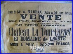 Chateau La Tour-carnet Rare Affiche De Vente 1902 / Vin Bordeaux