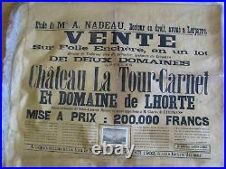 Chateau La Tour-carnet Rare Affiche De Vente 1902 / Vin Bordeaux