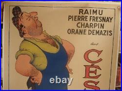 Cinéma Affiche CESAR E. O DUBOUT RAIMU 120 X 160 cm Entoilée 1950