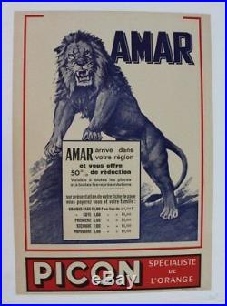 Cirque Amar Affiche Originale Circus Poster Lion Picon