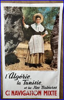 Compagnie De Navigation Mixte, Affiche Ancienne Algérie Tunisie Baléares