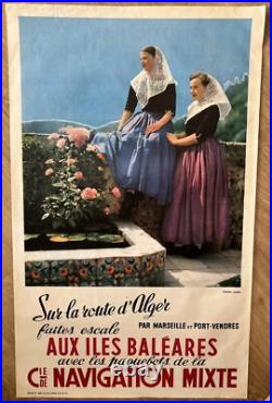 Compagnie De Navigation Mixte, Affiche Ancienne Algérie Tunisie Baléares