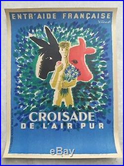 Croisade de l'air pur Bernard Villemot Affiche ancienne/original poster 1947