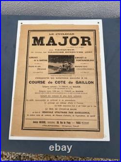 Cyclecar Major Affiche Course De Cote De Gaillon 1920 Sous Plexiglas