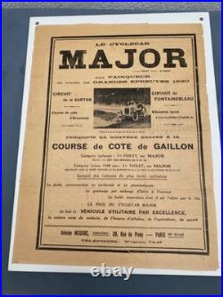 Cyclecar Major Affiche Course De Cote De Gaillon 1920 Sous Plexiglas