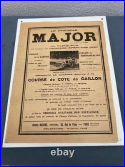 Cyclecar Major Affiche Course De Cote De Gaillon 1920 Sous Plexiglas