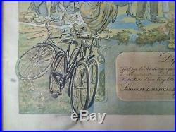 Cycles Peugeot rare diplôme du plus vieux vélo daté 1921 affiche par M. Neumont