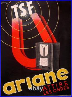 DELODDERE AFFICHE ANCIENNE TSF RADIOS ARIANE VINTAGE ADVERTISING POSTER ci 1930