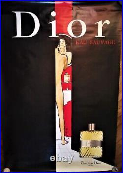 DIOR 2x Affiches originale Parfum DIOR a+b Eau sauvage Gruau 120x18Ocm