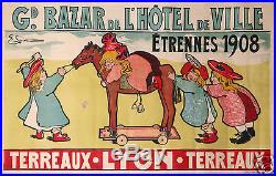 E. Larive Affiche Ancienne Gd Bazard De L'hotel De Ville Etrennes 1908 Lyon
