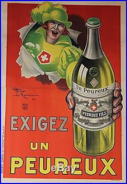 EXIGEZ UN PEUREUX Affiche originale entoilée Litho Henry LEMONNIER 1925