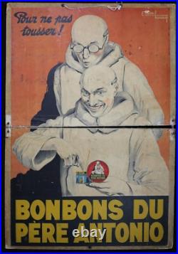 Edouard COURCHINOUX (1891-1968) Affiche publicitaire Bonbons Père Antonio 95x65
