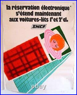 Eric Réservation Électronique Sncf Affiche Originale Très Rare 1975