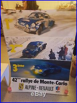 Exceptionnel affiches originale 42eme rallye de Monte-Carlo Alpine Renault 1973