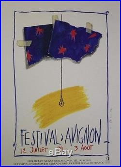 FESTIVAL d'AVIGNON 1989 Affiche d'intérieur originale entoilée Jean-Paul CHAMBAS