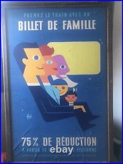 Foré affiche SNCF 1962 Billet de famille. Etat moyen