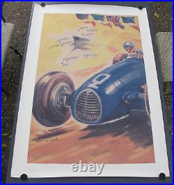 GEO HAM rare grande affiche ancienne auto course 1952 ecurie France 100x70 cm