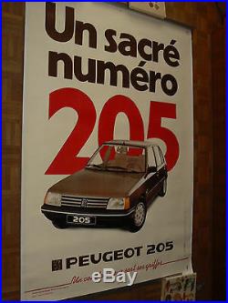 GRANDE Affiche Ancienne PEUGEOT 205 GT Un Sacré Numero 1983 Poster Car
