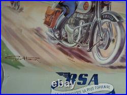 Géo HAM affiche calendrier publicitaire 1955 motocyclette BSA garage gendarme 2