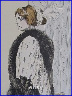 Georges Scott 1910 Affiche estampe pour Révillon Frères fourreurs à Paris
