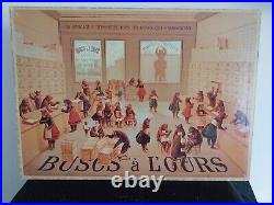 Grand Carton Publicitaire Busc A L'ours, Fin Xixème, Imprimerie Pacon, Paris, Tbe