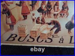 Grand Carton Publicitaire Busc A L'ours, Fin Xixème, Imprimerie Pacon, Paris, Tbe