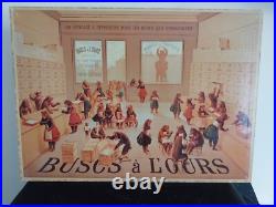Grand Carton Publicitaire Buscs A L'ours, Fin Xixème, Imprimerie Pacon, Paris, Tbe