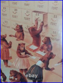 Grand Carton Publicitaire Buscs A L'ours, Fin Xixème, Imprimerie Pacon, Paris, Tbe