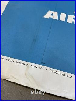 Grande AFFICHE ANCIENNE de JEAN MASSÉ AIR FRANCE Planisphère 117205 cm 1978