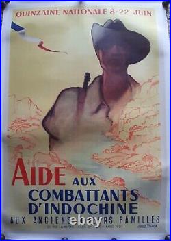 Grande Affiche 1950 Aide aux Combattants d'Indochine J. Picard Guerre du Vietnam