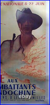 Grande Affiche 1950 Aide aux Combattants d'Indochine J. Picard Guerre du Vietnam