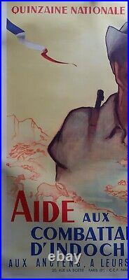 Grande Affiche 1950 Aide aux Combattants d'Indochine J. Picard Guerre du Vietnam