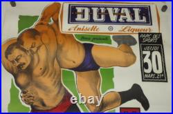Grande Affiche Ancienne litho PUB / SPORT CATCH. 118X80cm superbe état