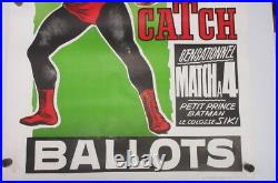 Grande Affiche Ancienne litho PUB / SPORT CATCH. 118X80cm superbe état