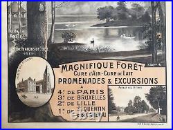 Grande Affiche Lithographie Ancienne Chemin De Fer Du Nord Le Nouvion 1910