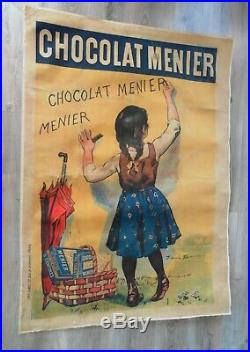Grande Affiche entoilée signée FIRMIN BOUISSET 1893 Chocolat MENIER 130x90cm