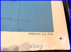Grande Carte Planisphère AIR FRANCE 1976 205 x 117 cm Perceval