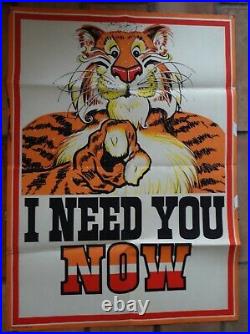 Grande affiche ESSO Tigre I NEED YOU NOW année 1960 Tiger parodie US Army recrut