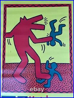 Grande affiche ancienne KEITH HARING EXPOSITION LYON 2008 80 X 120