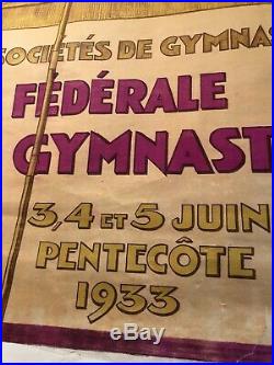 Grande affiche ancienne théme sportif de 1933, belle taille 120x80 cm