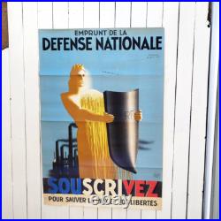 Grande affiche originale Emprunts de la défense nationale, Paul colin