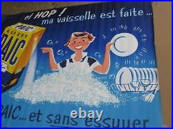 Grande affiche originale des années 50 lessive Paic 160 cm x 117 cm, Frémond
