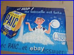 Grande affiche originale des années 50 lessive Paic 160 cm x 117 cm, Frémond