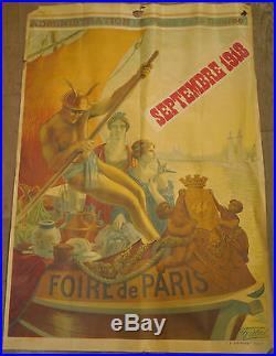 Grande et Ancienne AFFICHE Originale Foire de Paris ALPHONSE GREBEL 1918