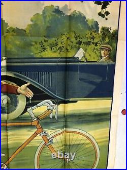 Grande et Rare Affiche ancienne Cycle et automobile Peugeot années 1920