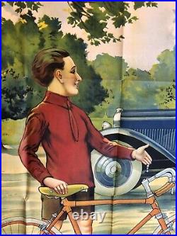 Grande et Rare Affiche ancienne Cycle et automobile Peugeot années 1920