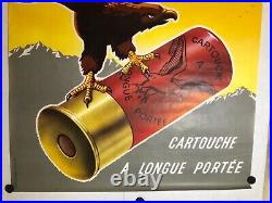 Grande et Rare affiche ancienne Cartouche a l aigle fusil chasse annees 60