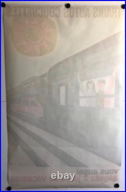 Guy Georget Trains Autos Couchettes Affiche Originale Très Rare 1968