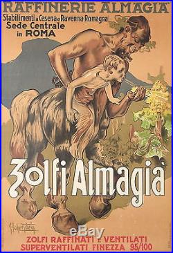 HOHENSTEIN AFFICHE ANCIENNE ITALIENNE ZOLFI ALMAGIA VINTAGE WINE POSTER Ci 1950