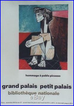 HOMMAGE à Pablo PICASSO PARIS 1967 Affiche originale entoilée